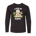 thumbnail image 1 of Inktastic Cute Sloth I Love My Poppi with Green Leaves Long Sleeve Youth T-Shirt, 1 of 5