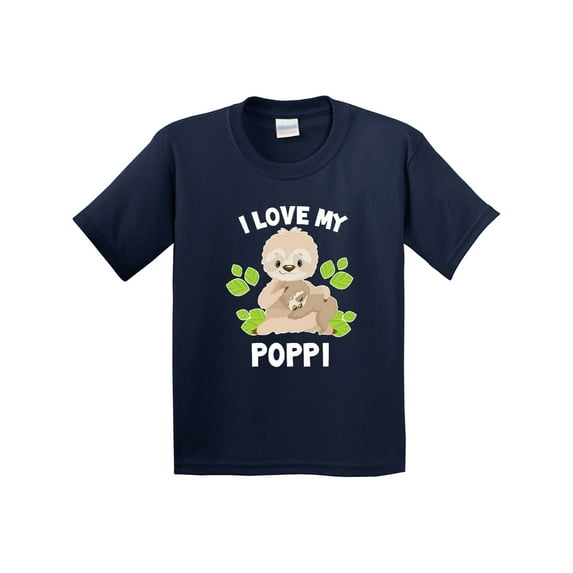 Inktastic Cute Sloth I Love My Poppi with Green Leaves Youth T-Shirt
