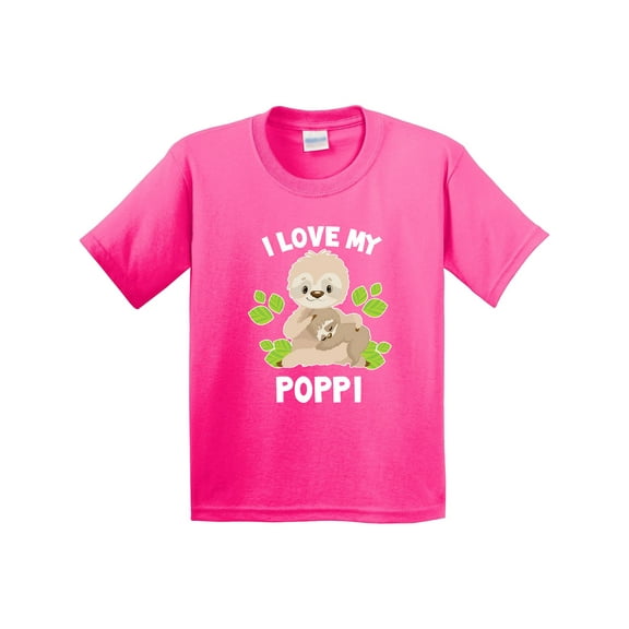 Inktastic Cute Sloth I Love My Poppi with Green Leaves Youth T-Shirt