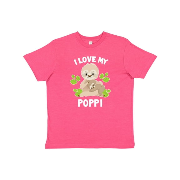 Inktastic Cute Sloth I Love My Poppi with Green Leaves Youth T-Shirt