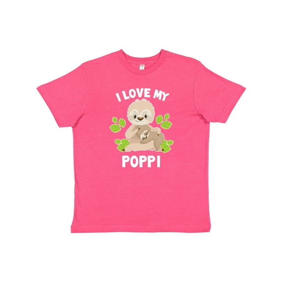 Inktastic Cute Sloth I Love My Poppi with Green Leaves Youth T-Shirt
