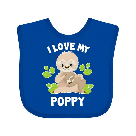 Inktastic Cute Sloth I Love My Poppy with Green Leaves Boys or Girls Baby Bib