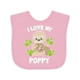 thumbnail image 1 of Inktastic Cute Sloth I Love My Poppy with Green Leaves Boys or Girls Baby Bib, 1 of 4