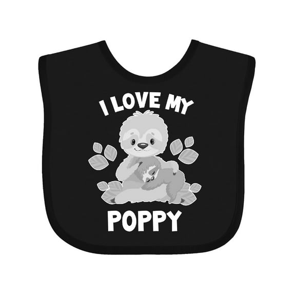 Inktastic Cute Sloth I Love My Poppy with Green Leaves Boys or Girls Baby Bib