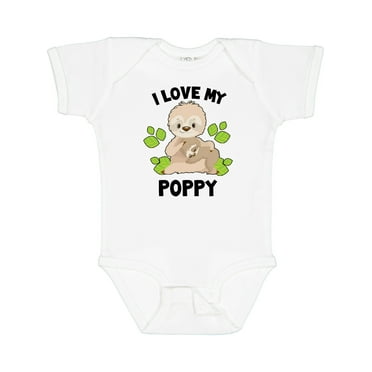 Inktastic Cute Sloth I Love My Poppy with Green Leaves Boys or Girls Baby Bodysuit