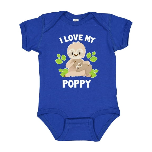 Inktastic Cute Sloth I Love My Poppy with Green Leaves Boys or Girls Baby Bodysuit
