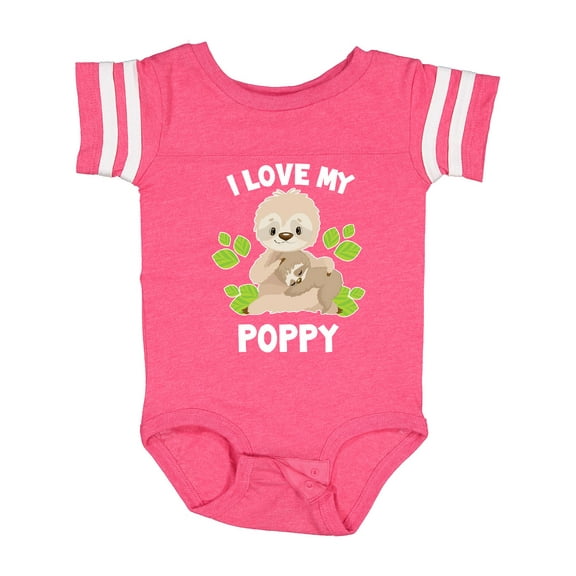 Inktastic Cute Sloth I Love My Poppy with Green Leaves Boys or Girls Baby Bodysuit