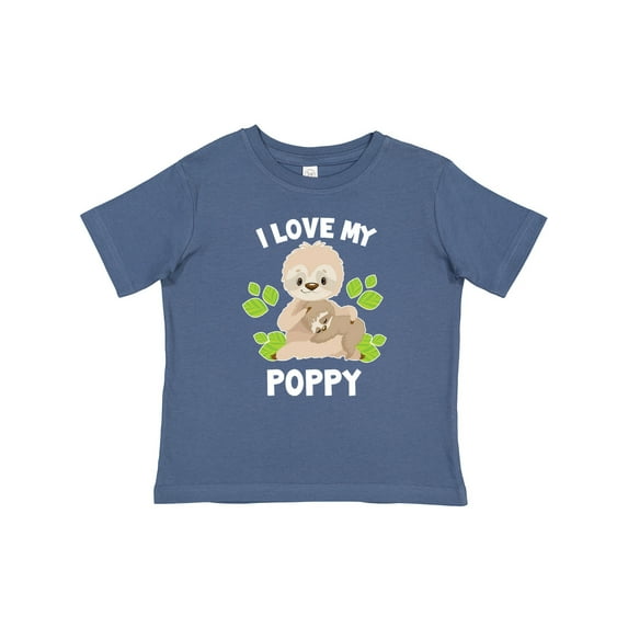 Inktastic Cute Sloth I Love My Poppy with Green Leaves Boys or Girls Baby T-Shirt