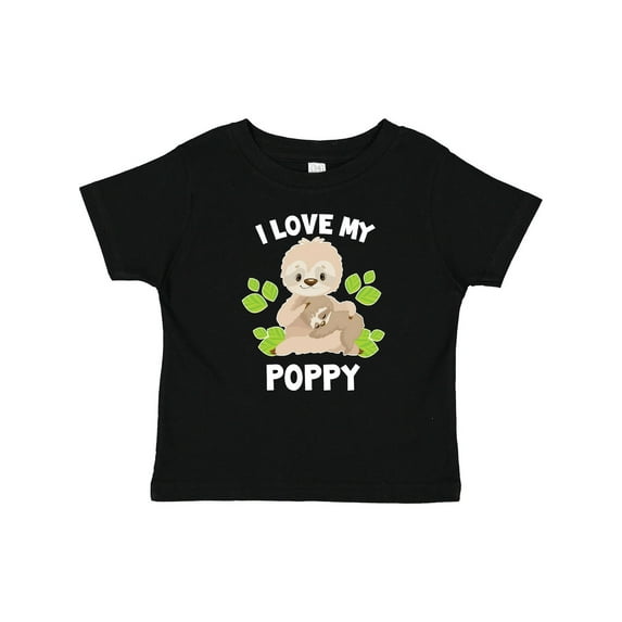 Inktastic Cute Sloth I Love My Poppy with Green Leaves Boys or Girls Baby T-Shirt