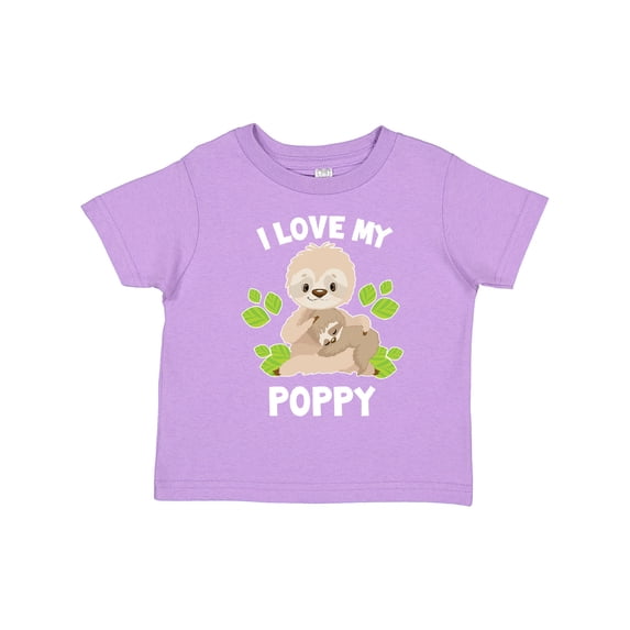 Inktastic Cute Sloth I Love My Poppy with Green Leaves Boys or Girls Toddler T-Shirt