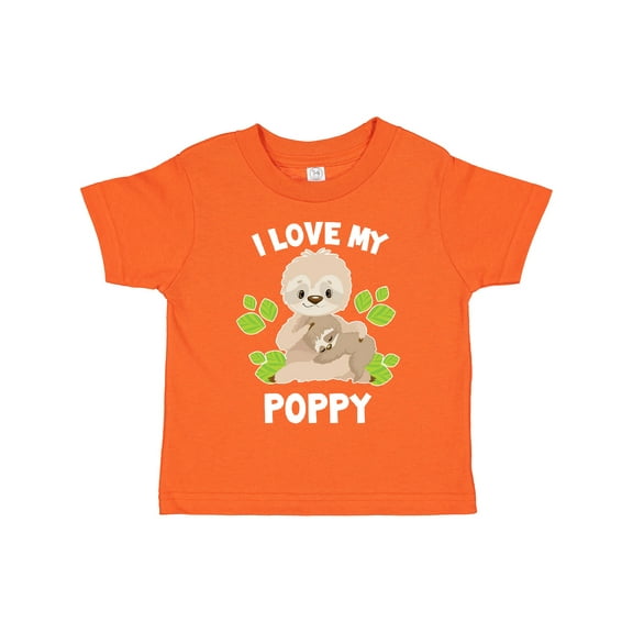 Inktastic Cute Sloth I Love My Poppy with Green Leaves Boys or Girls Toddler T-Shirt