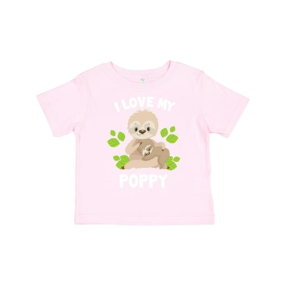 Inktastic Cute Sloth I Love My Poppy with Green Leaves Boys or Girls Toddler T-Shirt