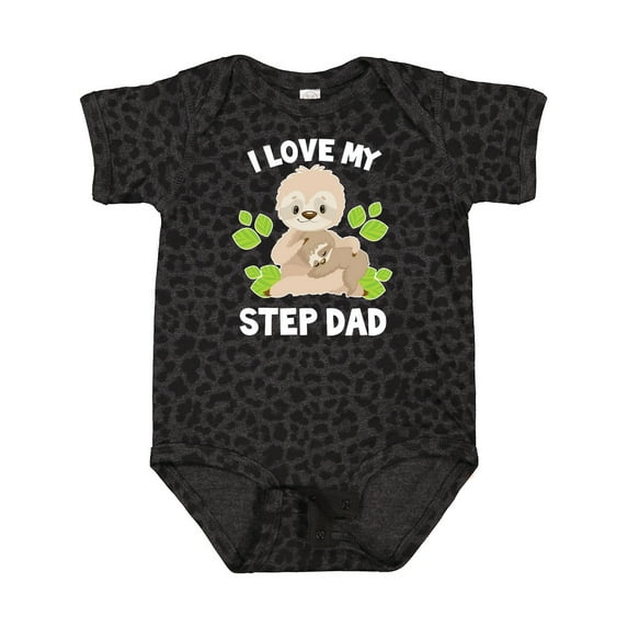 Inktastic Cute Sloth I Love My Step Dad with Green Leaves Boys or Girls Baby Bodysuit