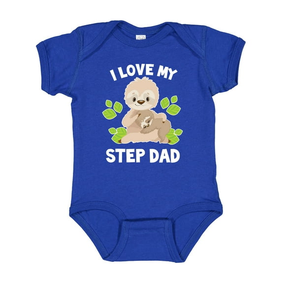 Inktastic Cute Sloth I Love My Step Dad with Green Leaves Boys or Girls Baby Bodysuit