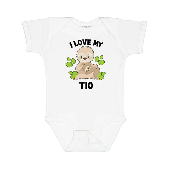 Inktastic Cute Sloth I Love My Tio with Green Leaves Boys or Girls Baby Bodysuit