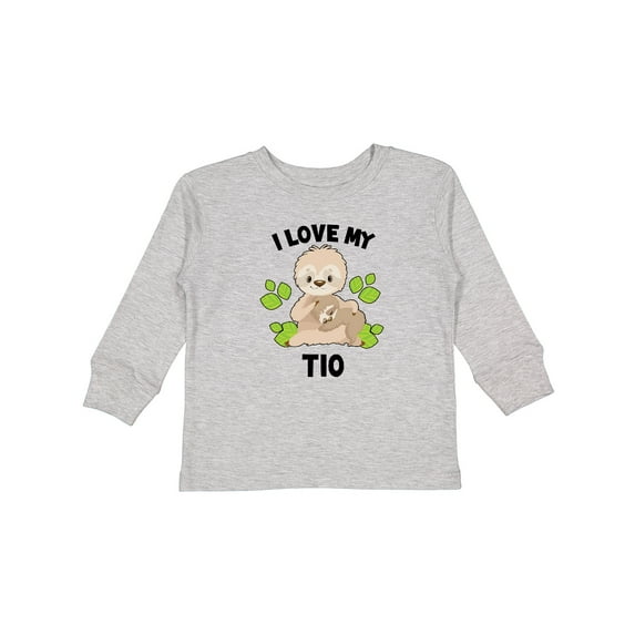 Inktastic Cute Sloth I Love My Tio with Green Leaves Boys or Girls Long Sleeve Toddler T-Shirt