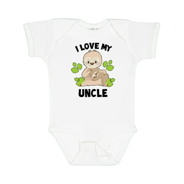 Inktastic Cute Sloth I Love My Uncle with Green Leaves Boys or Girls Baby Bodysuit