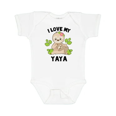 Inktastic Cute Sloth I Love My Yaya with Green Leaves Boys or Girls Baby Bodysuit