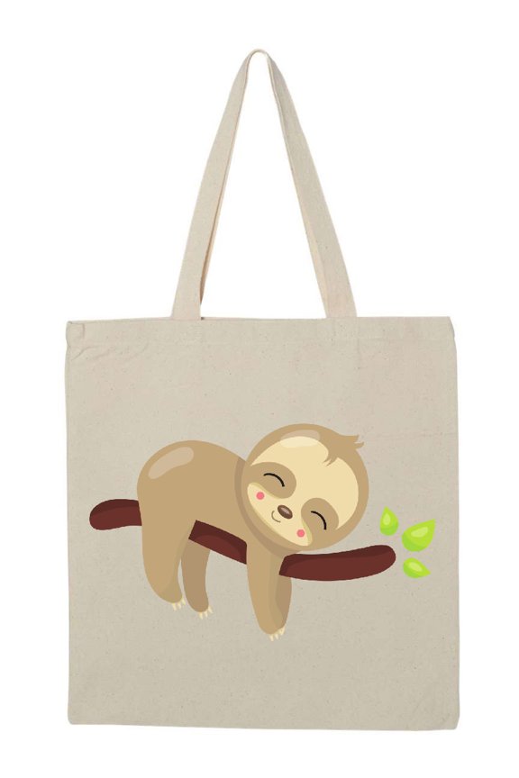 Cute Sloth Sleeping On Tree Branch, Lazy Sloth Tote Bag