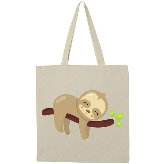 Inktastic Cute Sloth Sleeping On Tree Branch, Lazy Sloth Tote Bag