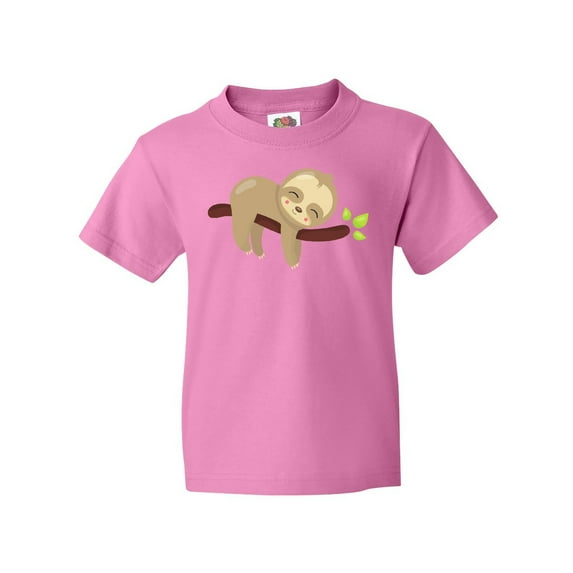 Inktastic Cute Sloth Sleeping On Tree Branch, Lazy Sloth Youth T-Shirt