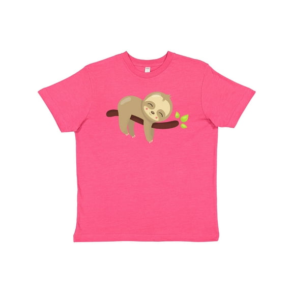Inktastic Cute Sloth Sleeping On Tree Branch, Lazy Sloth Youth T-Shirt
