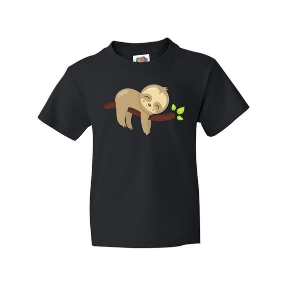 Inktastic Cute Sloth Sleeping On Tree Branch, Lazy Sloth Youth T-Shirt