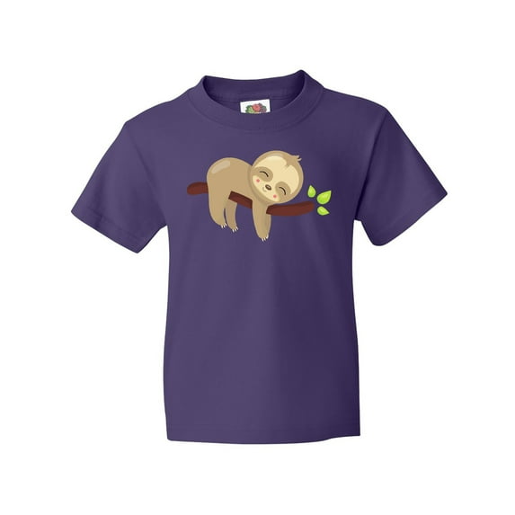 Inktastic Cute Sloth Sleeping On Tree Branch, Lazy Sloth Youth T-Shirt