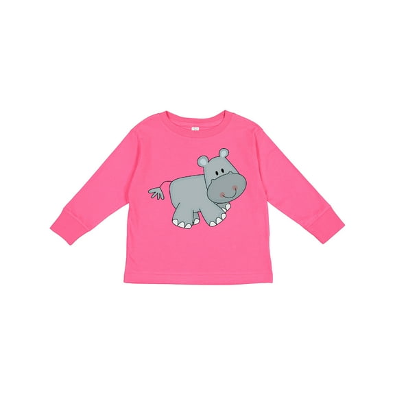 Inktastic Cute Smiling Baby Hippo Boys or Girls Long Sleeve Toddler T-Shirt