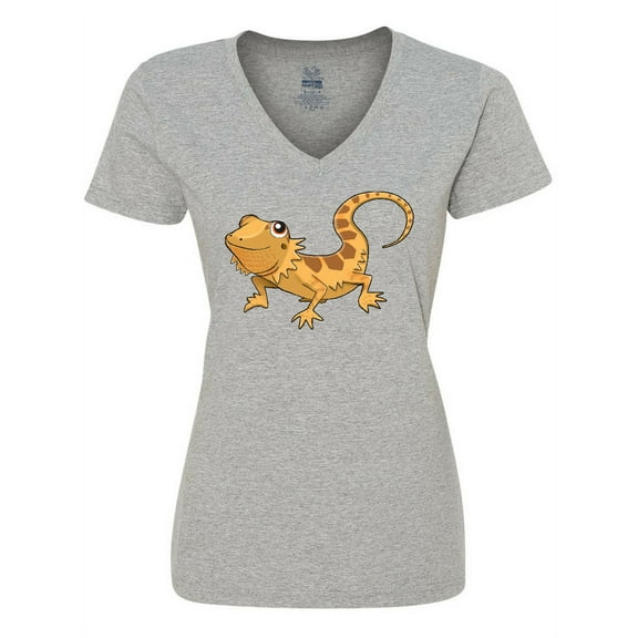 Inktastic Cute Smiling Bearded Dragon Women's V-Neck T-Shirt