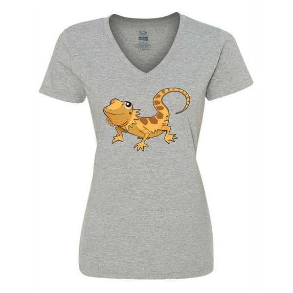 Inktastic Cute Smiling Bearded Dragon Women's V-Neck T-Shirt