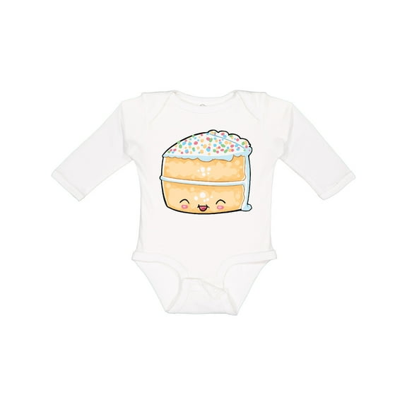 Inktastic Cute Smiling Cake with Confetti Sprinkles Boys or Girls Long Sleeve Baby Bodysuit