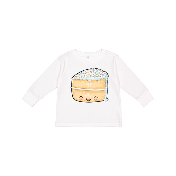 Inktastic Cute Smiling Cake with Confetti Sprinkles Boys or Girls Long Sleeve Toddler T-Shirt