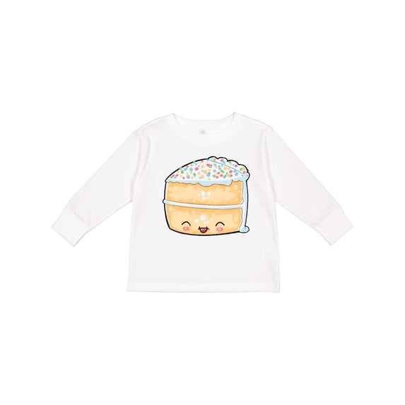 Inktastic Cute Smiling Cake with Confetti Sprinkles Boys or Girls Long Sleeve Toddler T-Shirt