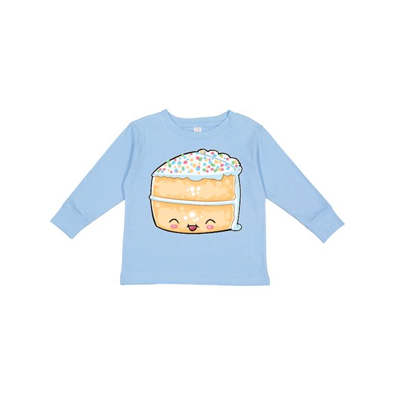 Inktastic Cute Smiling Cake with Confetti Sprinkles Boys or Girls Long Sleeve Toddler T-Shirt