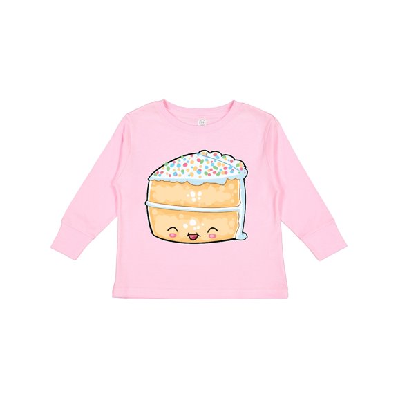 Inktastic Cute Smiling Cake with Confetti Sprinkles Boys or Girls Long Sleeve Toddler T-Shirt