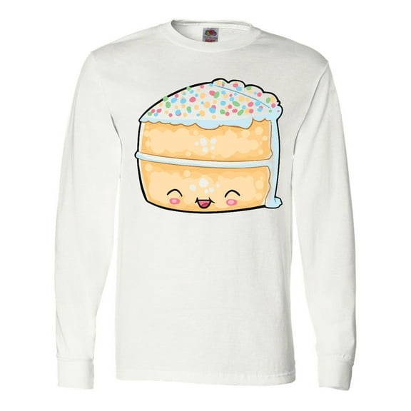 Inktastic Cute Smiling Cake with Confetti Sprinkles Long Sleeve T-Shirt