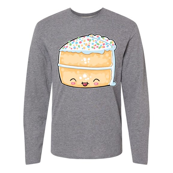 Inktastic Cute Smiling Cake with Confetti Sprinkles Long Sleeve T-Shirt