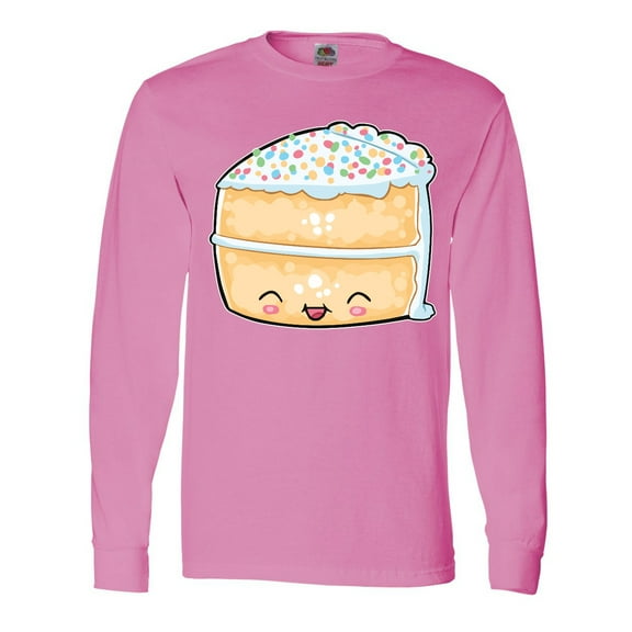 Inktastic Cute Smiling Cake with Confetti Sprinkles Long Sleeve T-Shirt