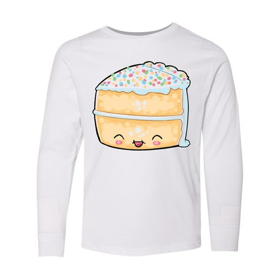 Inktastic Cute Smiling Cake with Confetti Sprinkles Long Sleeve Youth T-Shirt