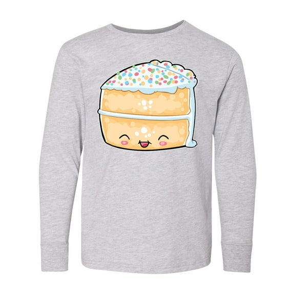 Inktastic Cute Smiling Cake with Confetti Sprinkles Long Sleeve Youth T-Shirt
