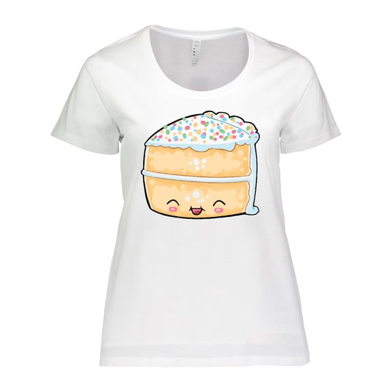 Inktastic Cute Smiling Cake with Confetti Sprinkles Women's Plus Size T-Shirt