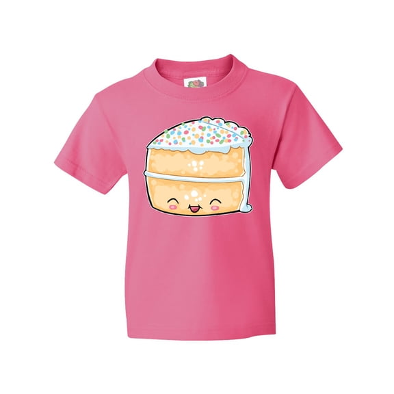 Inktastic Cute Smiling Cake with Confetti Sprinkles Youth T-Shirt