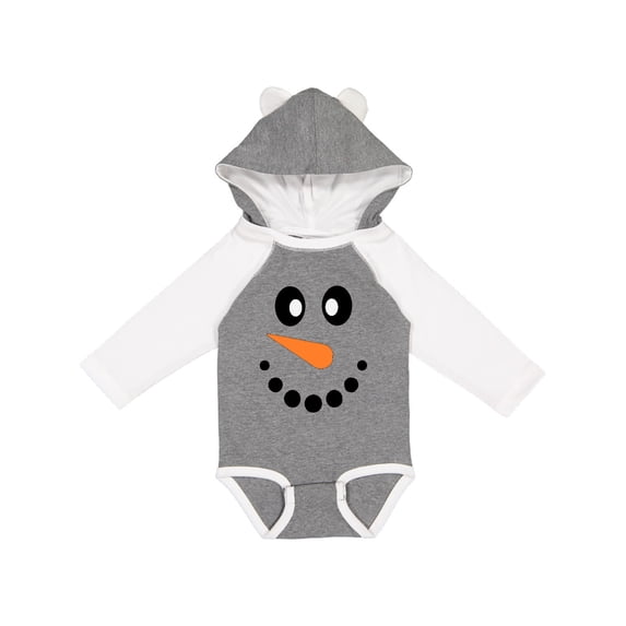 Inktastic Cute Smiling Snowman Face with Carrot Nose Boys or Girls Long Sleeve Baby Bodysuit