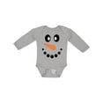 thumbnail image 1 of Inktastic Cute Smiling Snowman Face with Carrot Nose Boys or Girls Long Sleeve Baby Bodysuit, 1 of 5