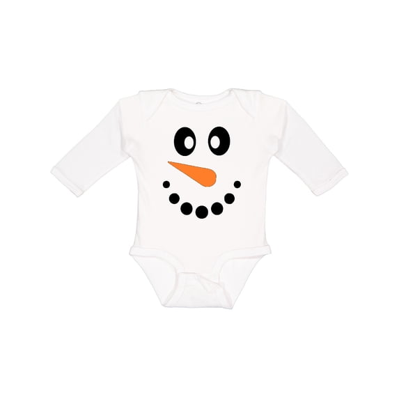 Inktastic Cute Smiling Snowman Face with Carrot Nose Boys or Girls Long Sleeve Baby Bodysuit