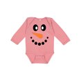 thumbnail image 1 of Inktastic Cute Smiling Snowman Face with Carrot Nose Boys or Girls Long Sleeve Baby Bodysuit, 1 of 5