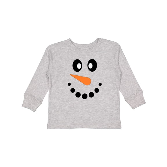 Inktastic Cute Smiling Snowman Face with Carrot Nose Boys or Girls Long Sleeve Toddler T-Shirt