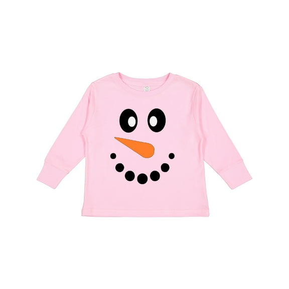 Inktastic Cute Smiling Snowman Face with Carrot Nose Boys or Girls Long Sleeve Toddler T-Shirt