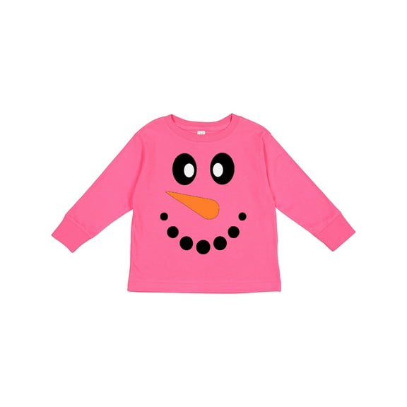 Inktastic Cute Smiling Snowman Face with Carrot Nose Boys or Girls Long Sleeve Toddler T-Shirt
